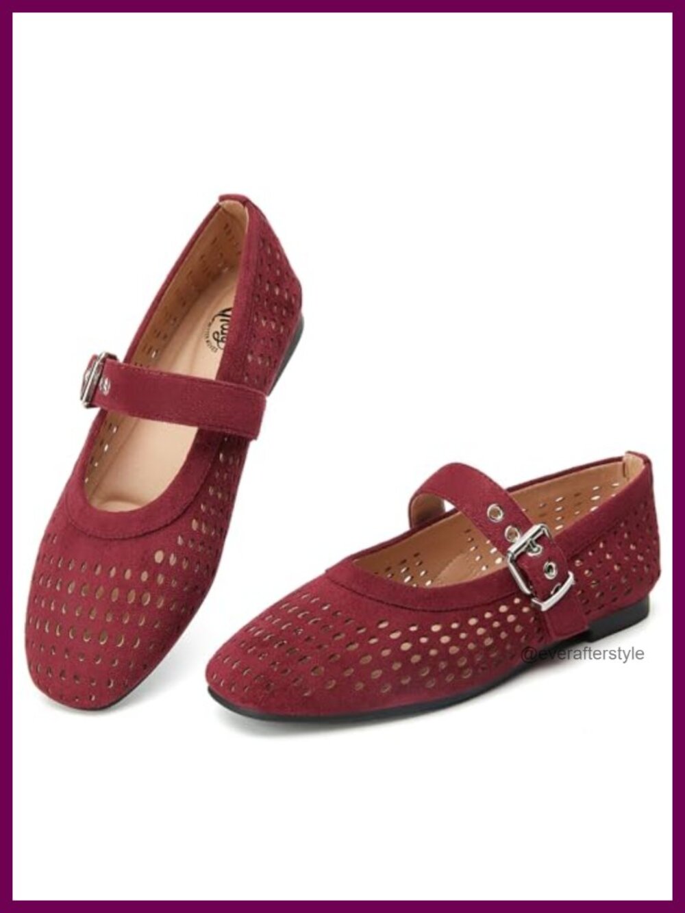 Mary Jane Flats Round Toe Buckle Strap Memory Foam Comfortable